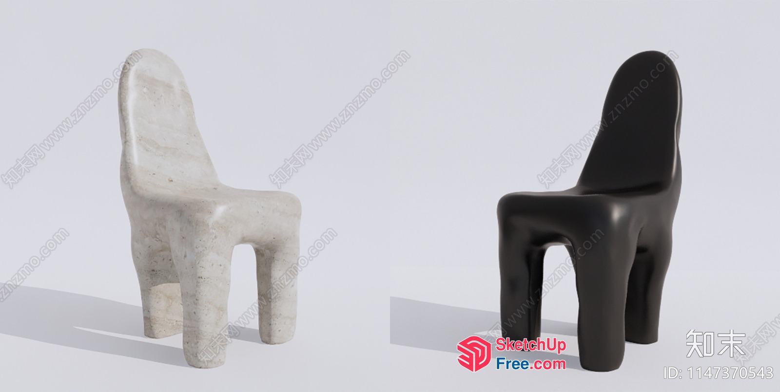 Minimalist Modern Stone Chair Design 3D SketchUp File