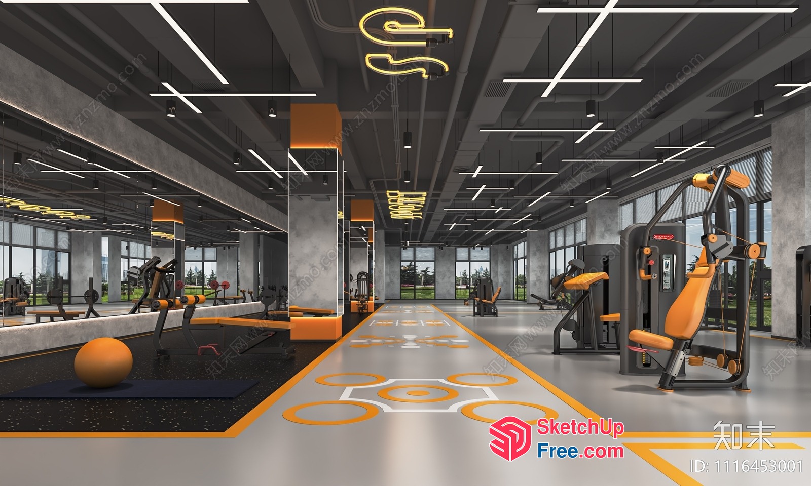 Modern Industrial Gym Interior 3D SketchUp File