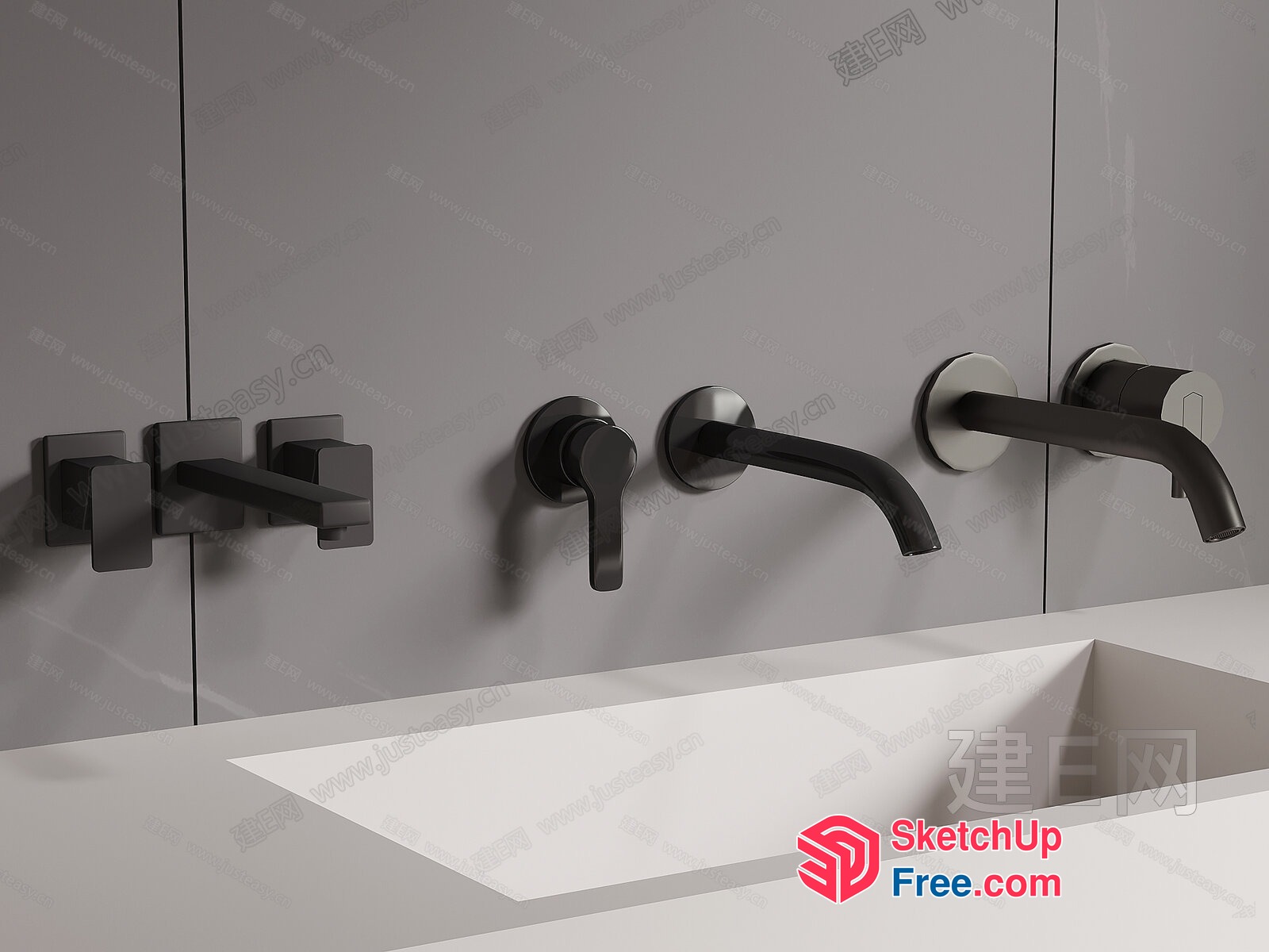 Modern Bathroom Sink And Faucet Set 3D SketchUp File