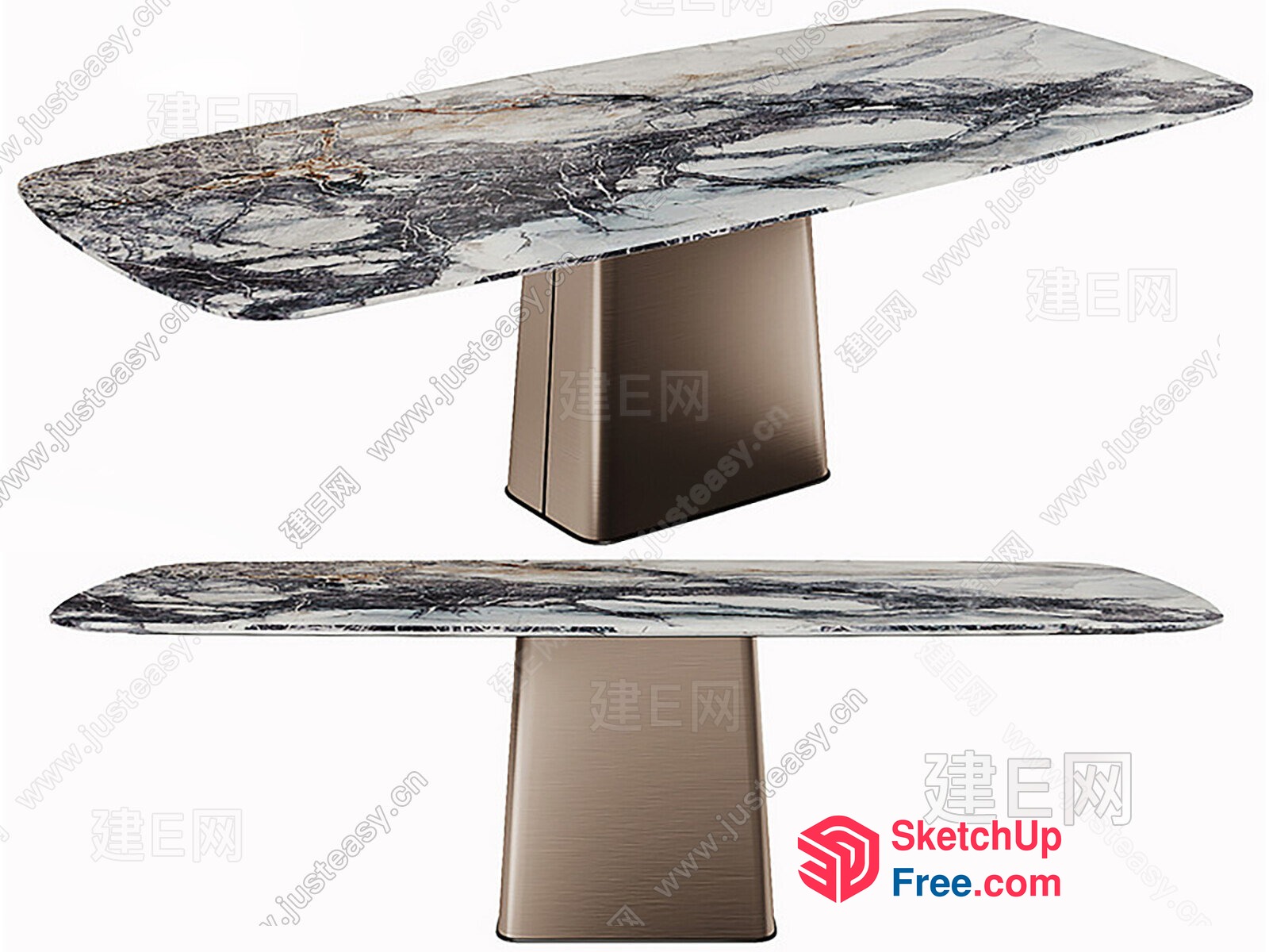 Marble-Top Table Set 3D SketchUp File