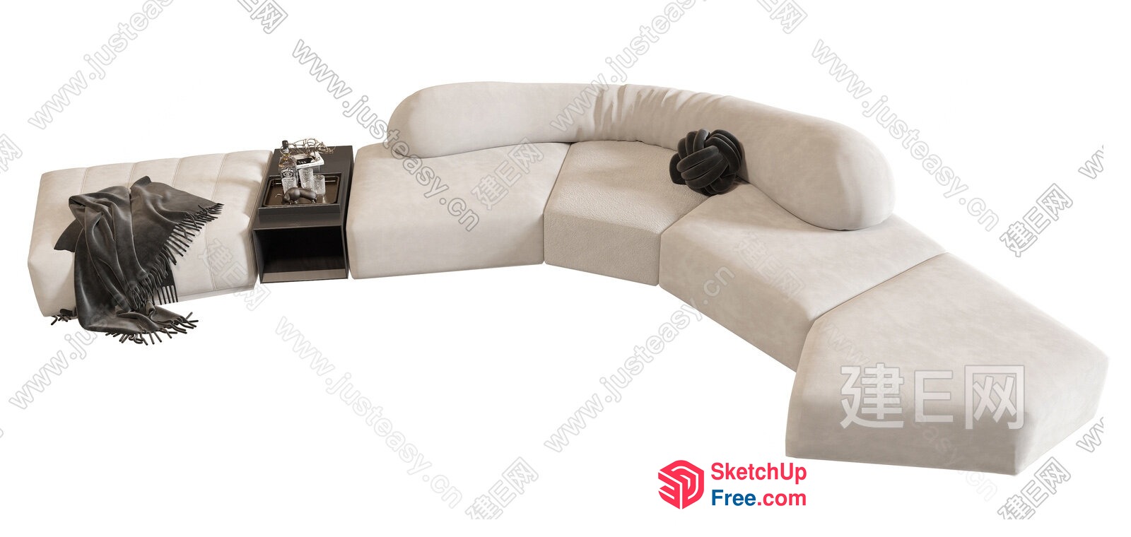 Elegant And Modern Creamy Style Sofa Set 3D SketchUp File
