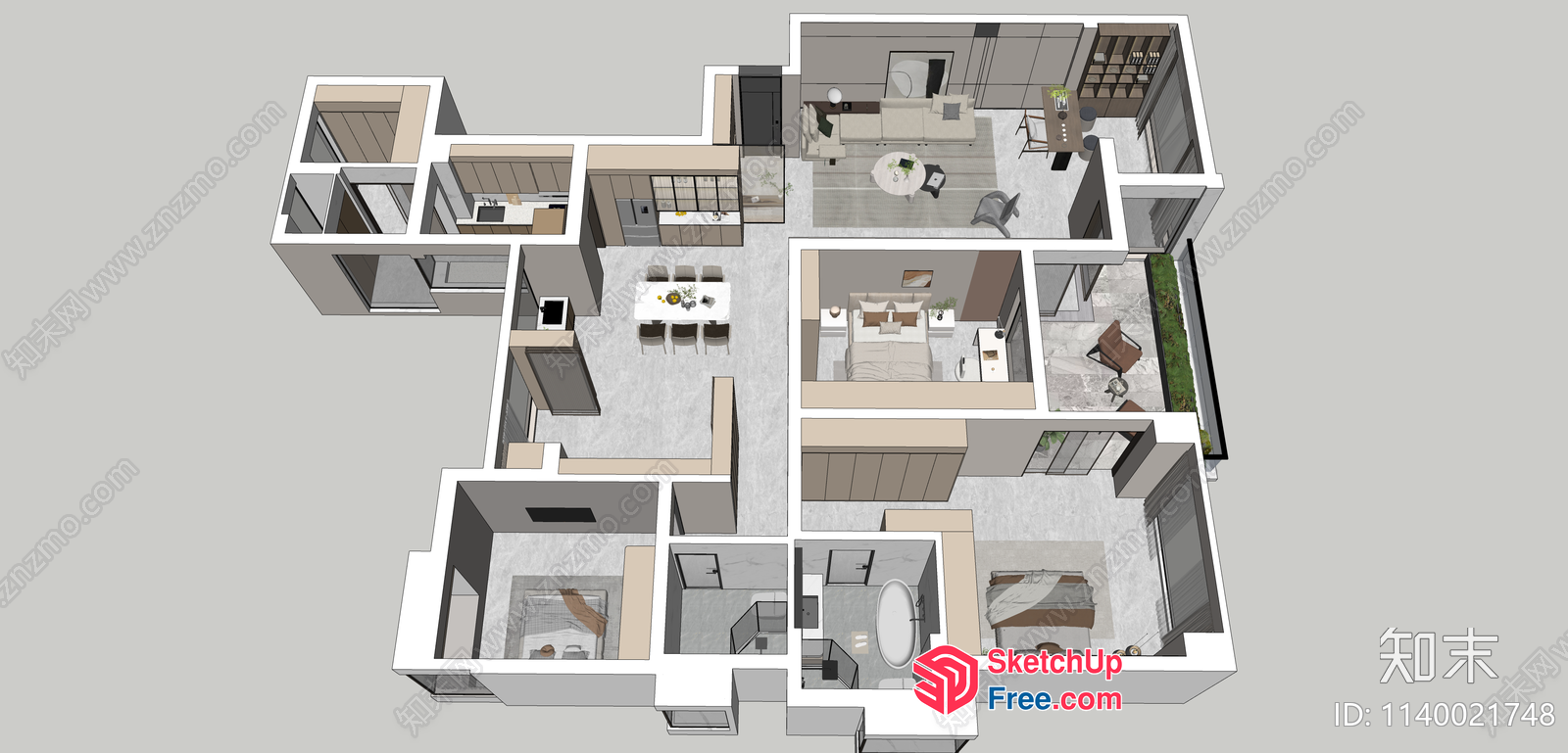 Modern Villa Floor Plan 3D SketchUp File