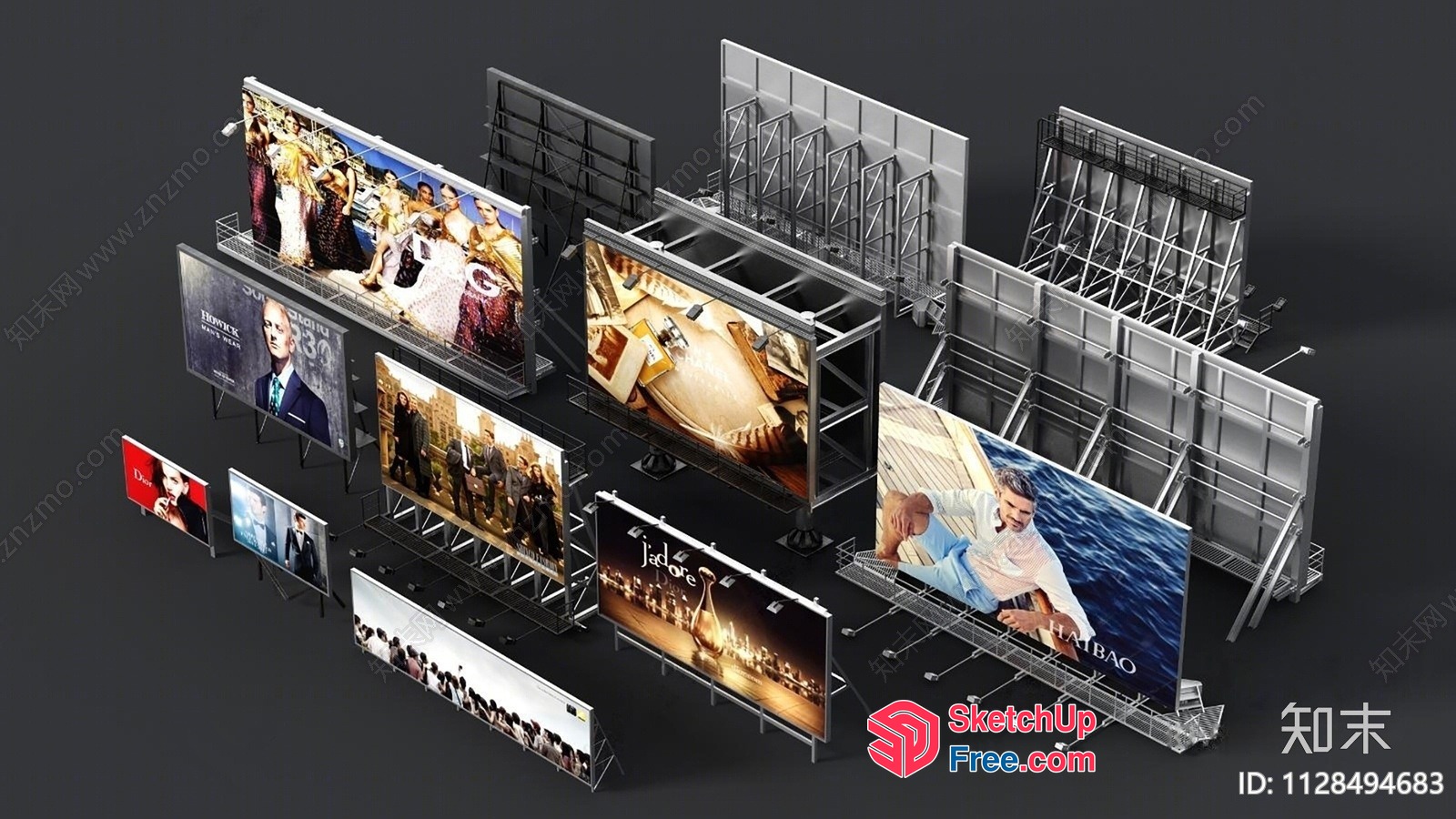 Large Outdoor Advertising Billboard Displays 3D SketchUp File