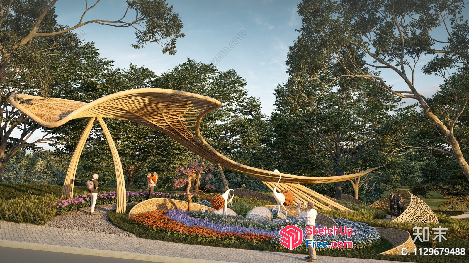 Elegant Pavilion With Natural Elements 3D SketchUp File
