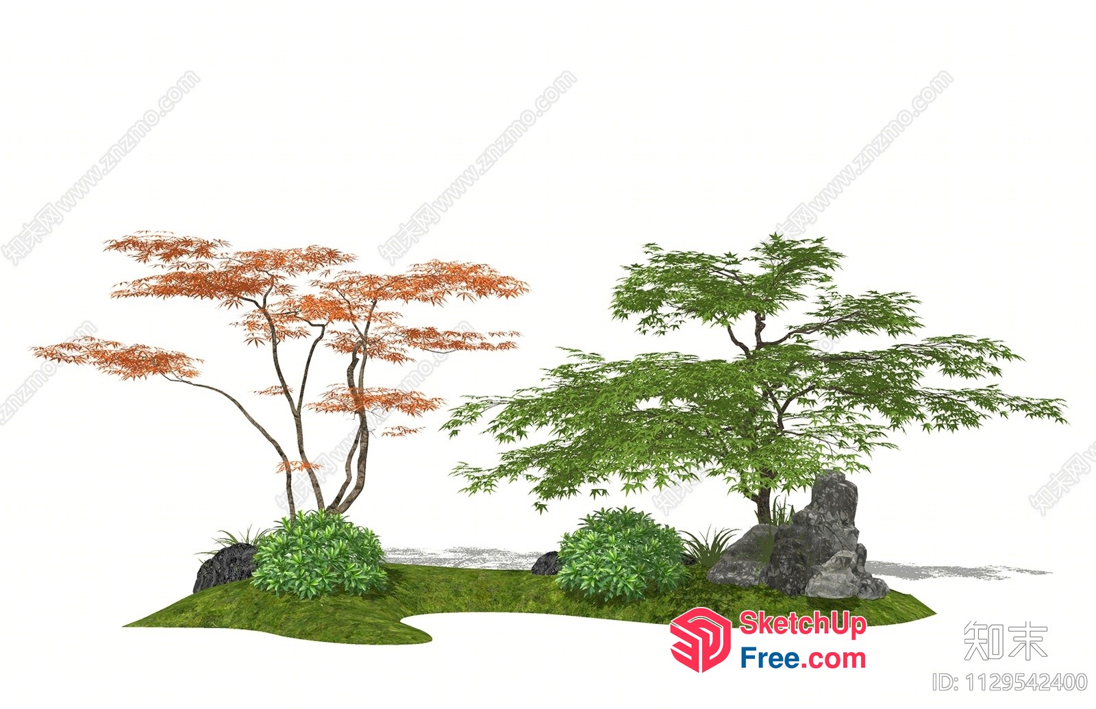 Japanese Style Garden With Trees And Rocks 3D SketchUp File Japanese Style Garden With Trees And Rocks 3D SketchUp File