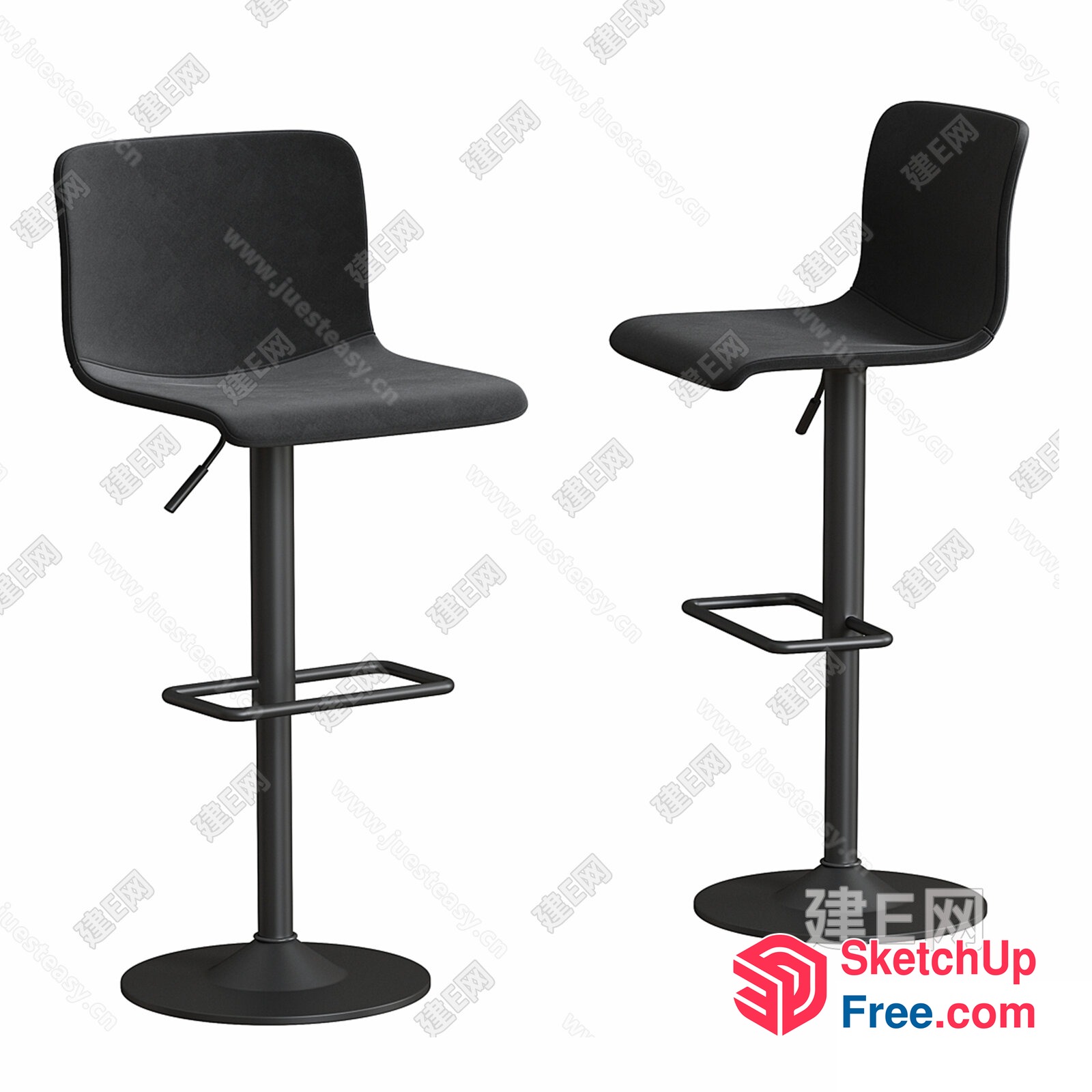 Modern Bar Stools With Adjustable Height 3D SketchUp File