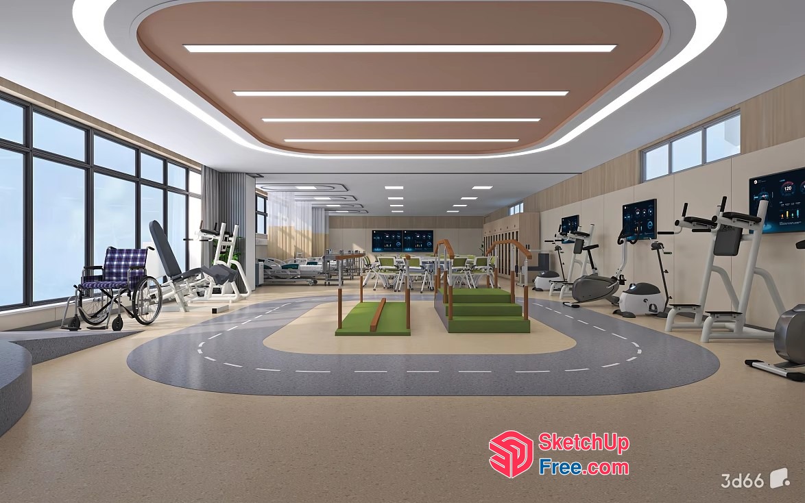 Modern Fitness Center With Golf Course And Wheelchair Access 3D SketchUp File