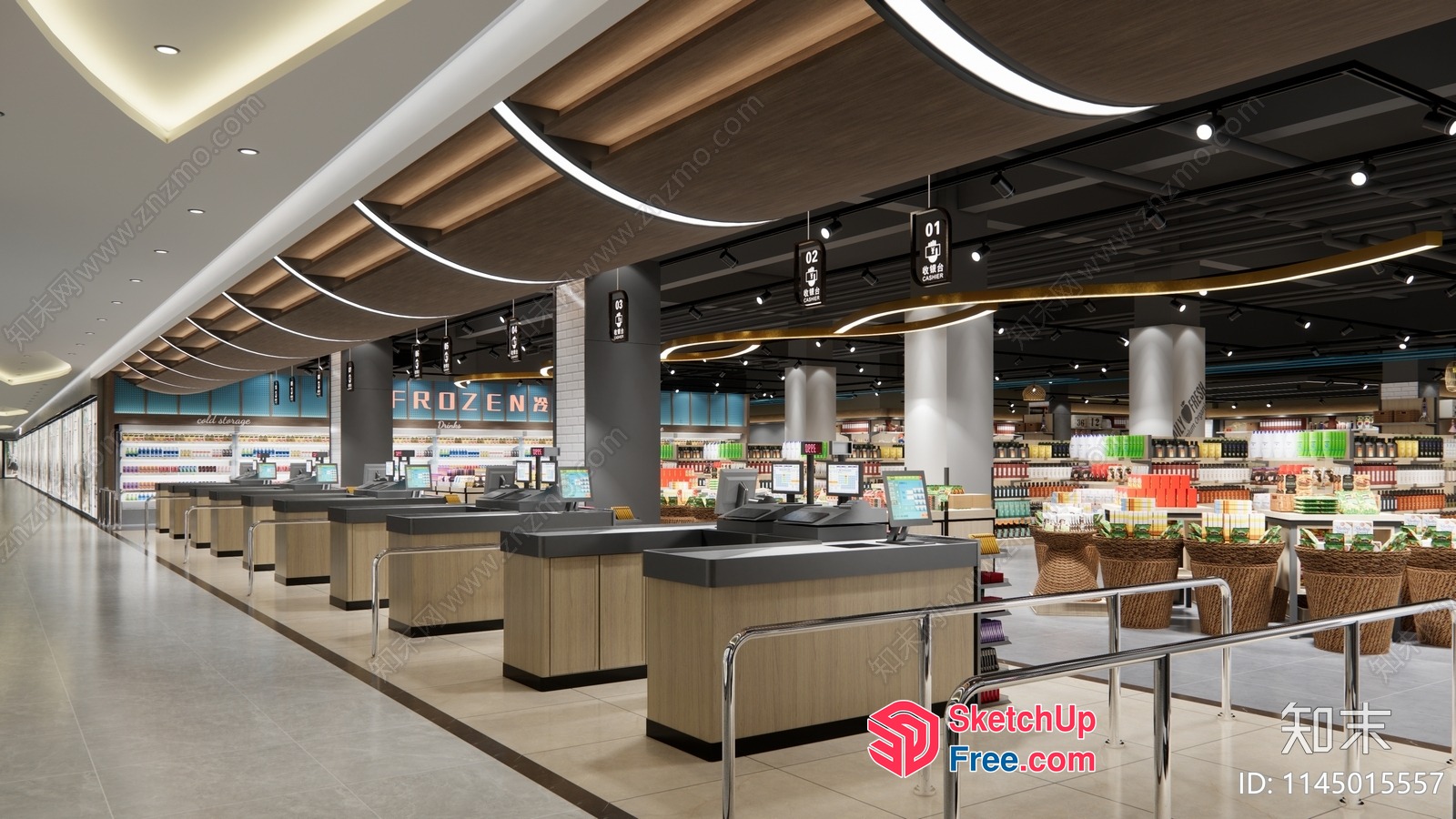 Supermarket Interior With Modern Decor 3D SketchUp File
