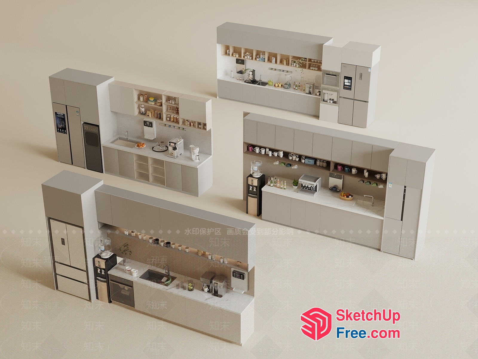 Modern Kitchen Interior Design With Sleek Appliances 3D SketchUp File