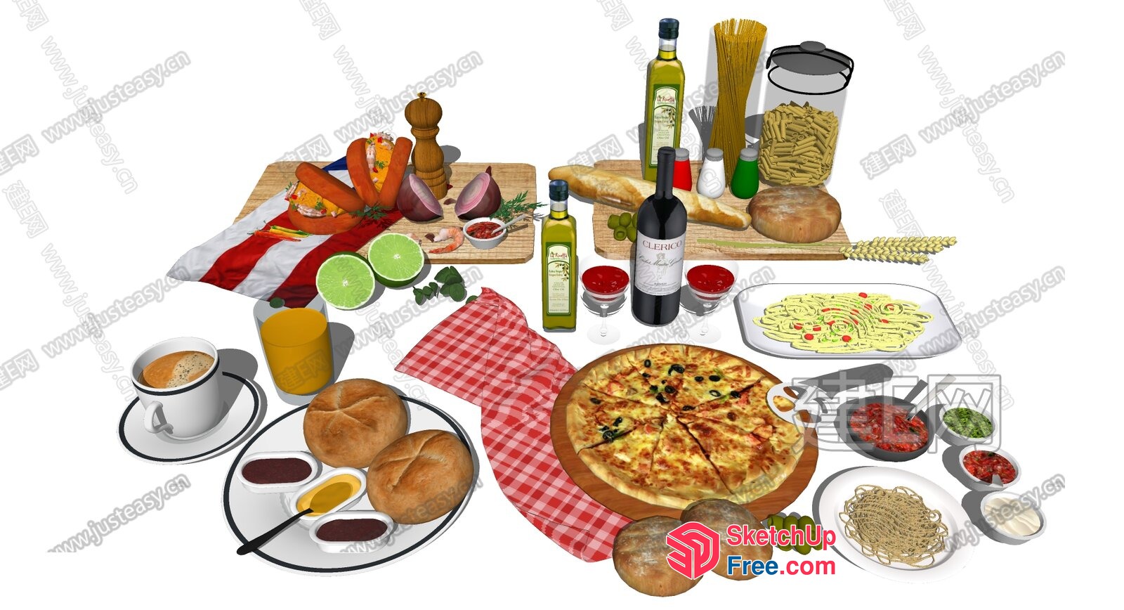 A Variety Of Food Items On Display 3D SketchUp File