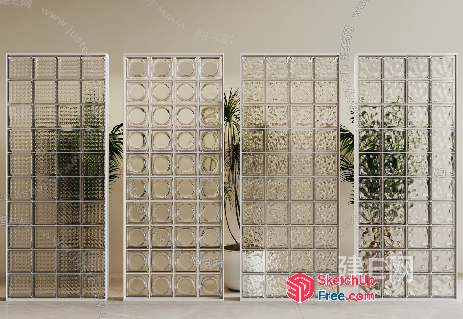 Glass Brick Partition Wall 3D SketchUp File