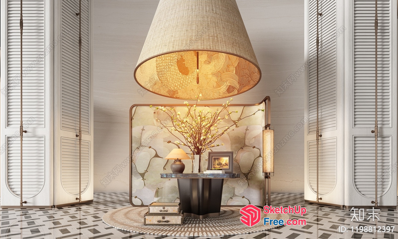 Elegant And Sophisticated Modern Asian-Inspired Interior Design 3D SketchUp File
