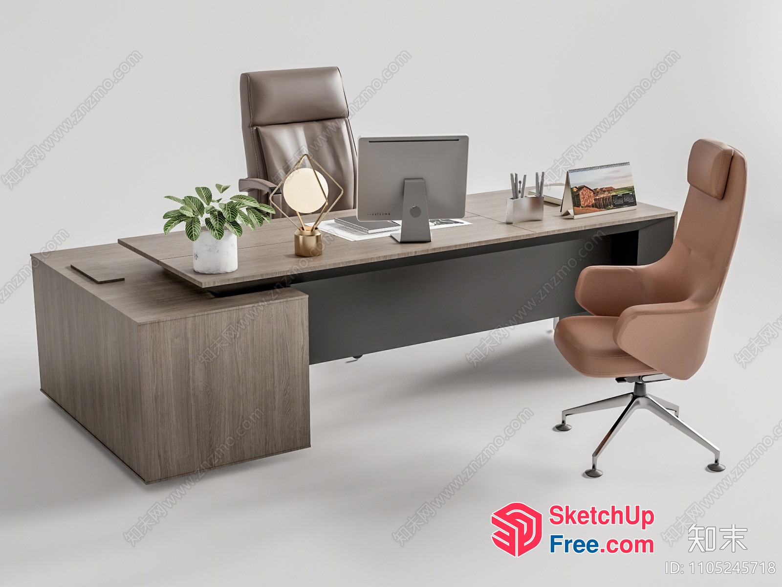 Modern Office Space With Neutral Color Scheme And Sleek Furniture 3D SketchUp File