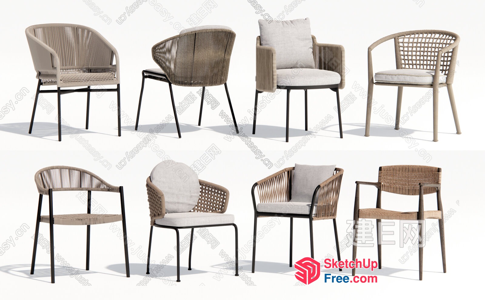 Modern Rattan Chairs Collection 3D SketchUp File