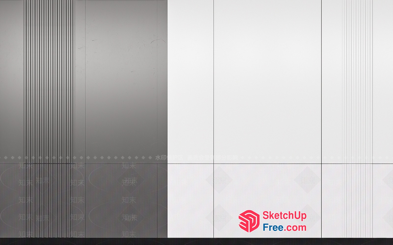 Light Grey And White Panelled Wall 3D SketchUp File