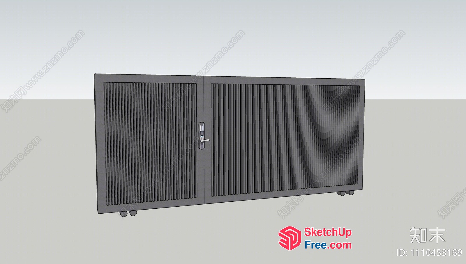Gray Double Door With Vertical Lines 3D SketchUp File