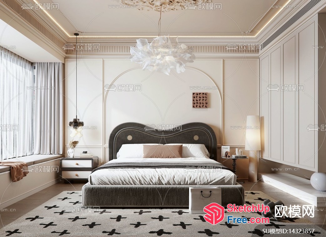 Elegant And Modern Bedroom Interior 3D SketchUp File