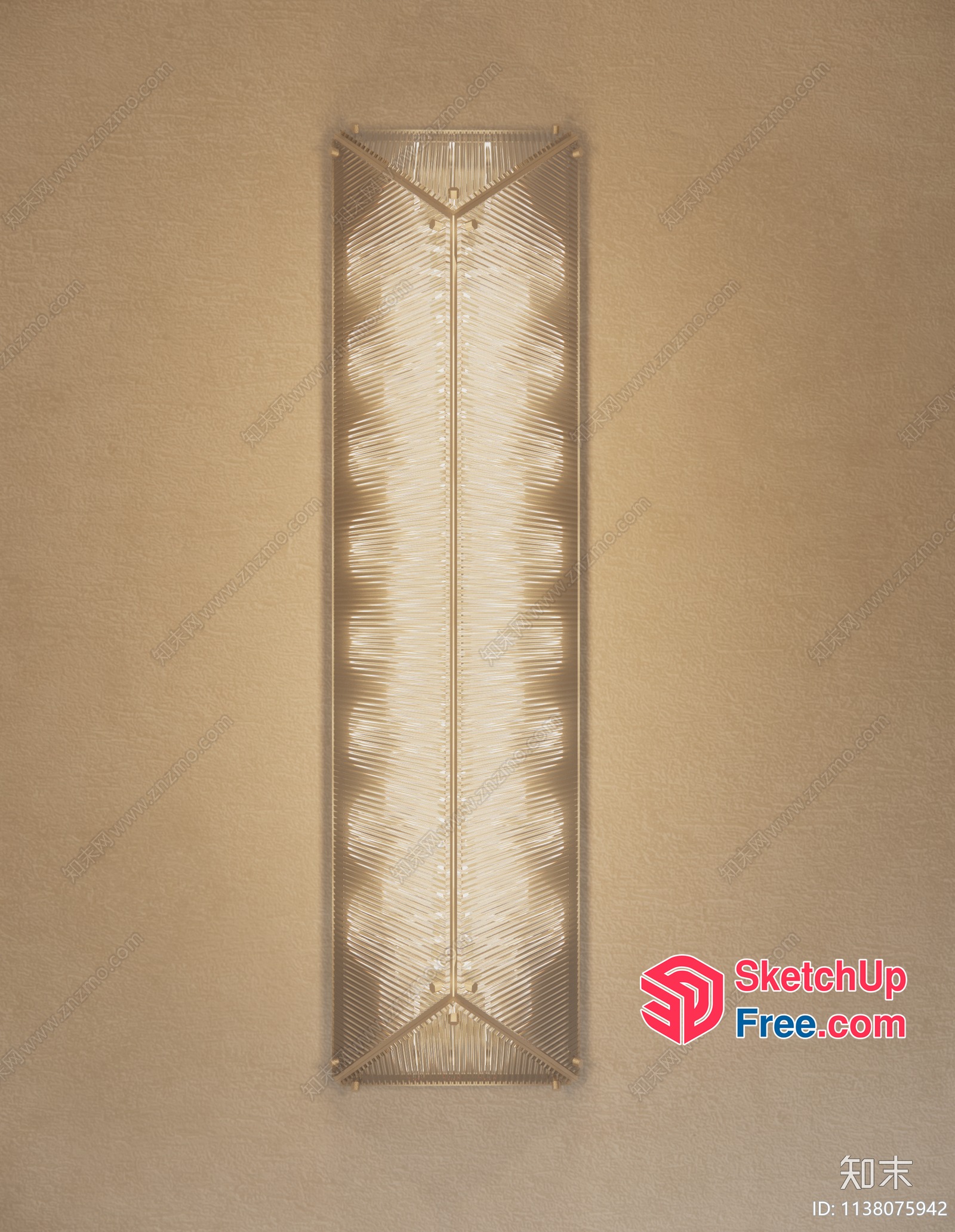 Rectangular Glass Light Fixture With Gold Accents 3D SketchUp File