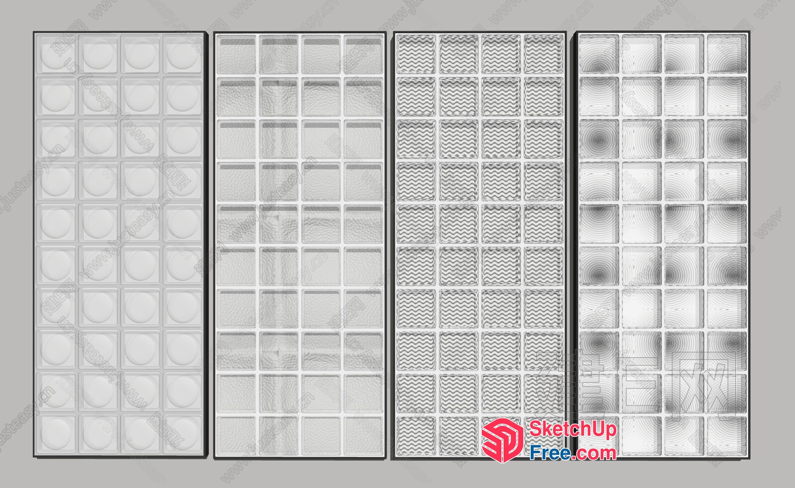 Glass Brick Wall Panels 3D SketchUp File