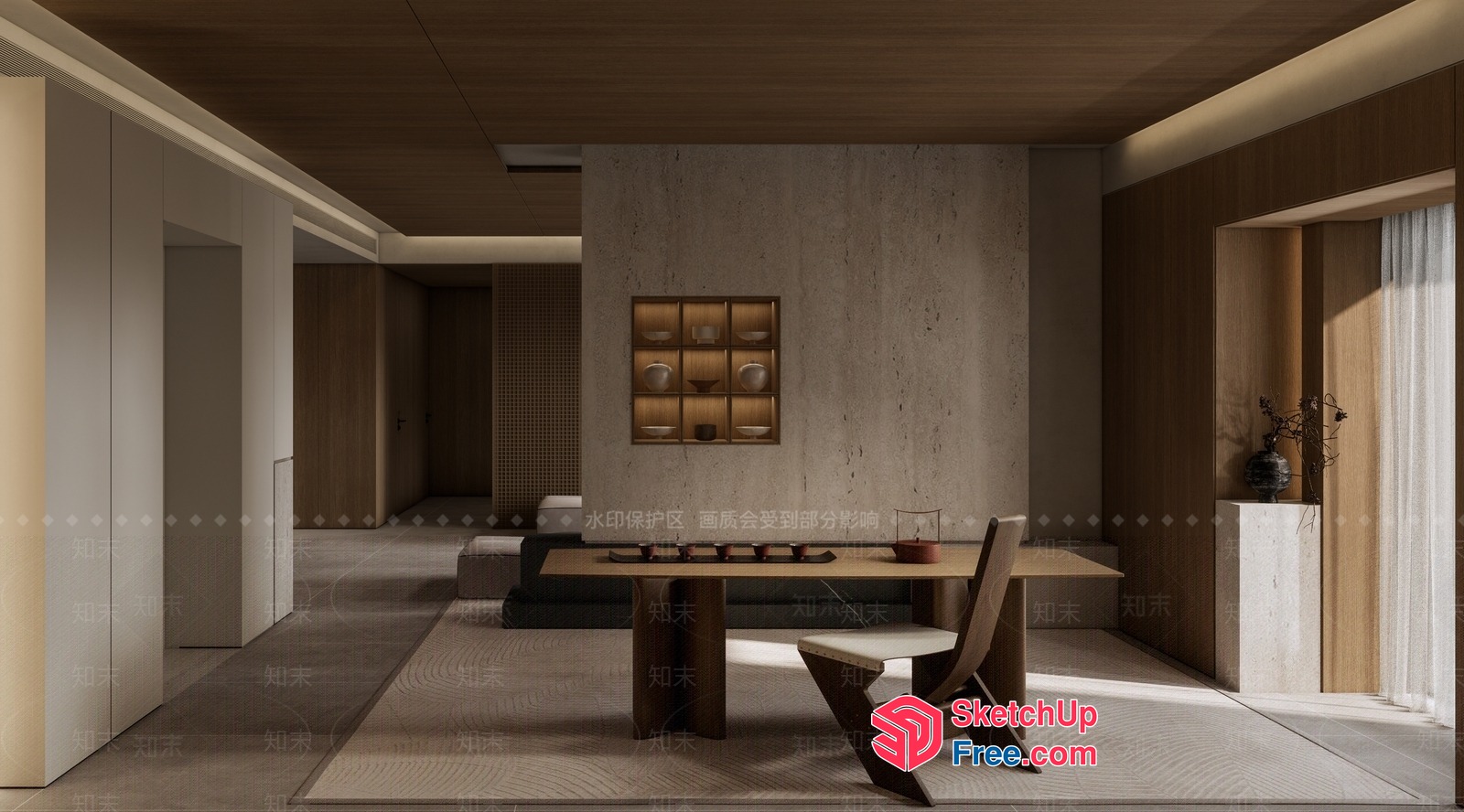 Minimalist Japanese Style Living Room 3D SketchUp File