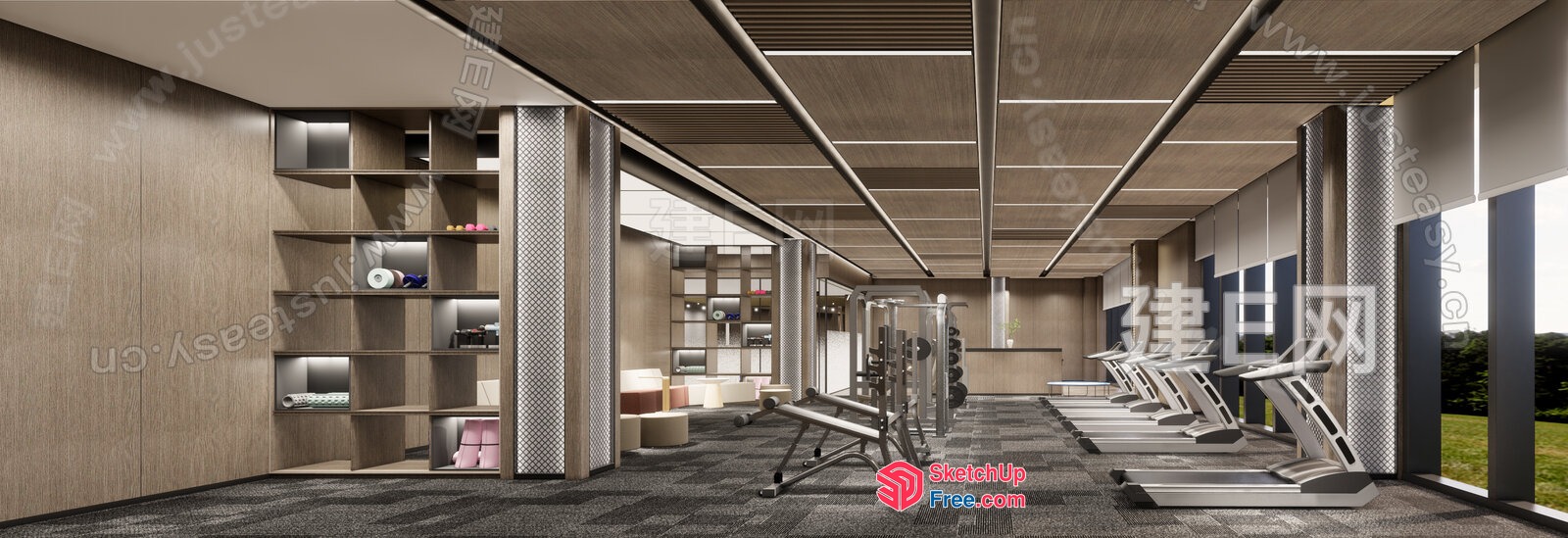 Modern Gym Interior With Sleek Decor 3D SketchUp File