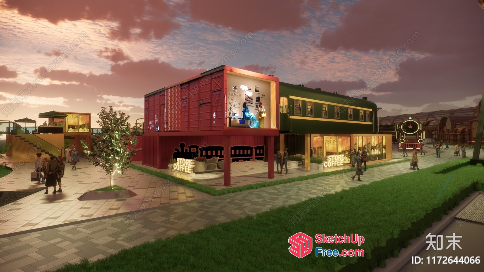 Futuristic Train Station With Modern Architecture And Green Spaces 3D SketchUp File