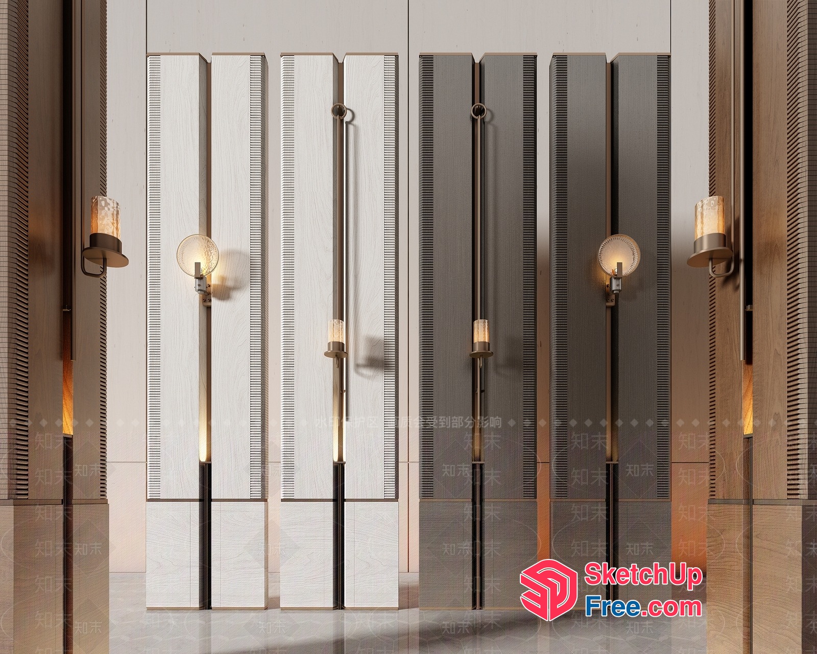 Modern Minimalist Pillars And Sconce Lighting 3D SketchUp File