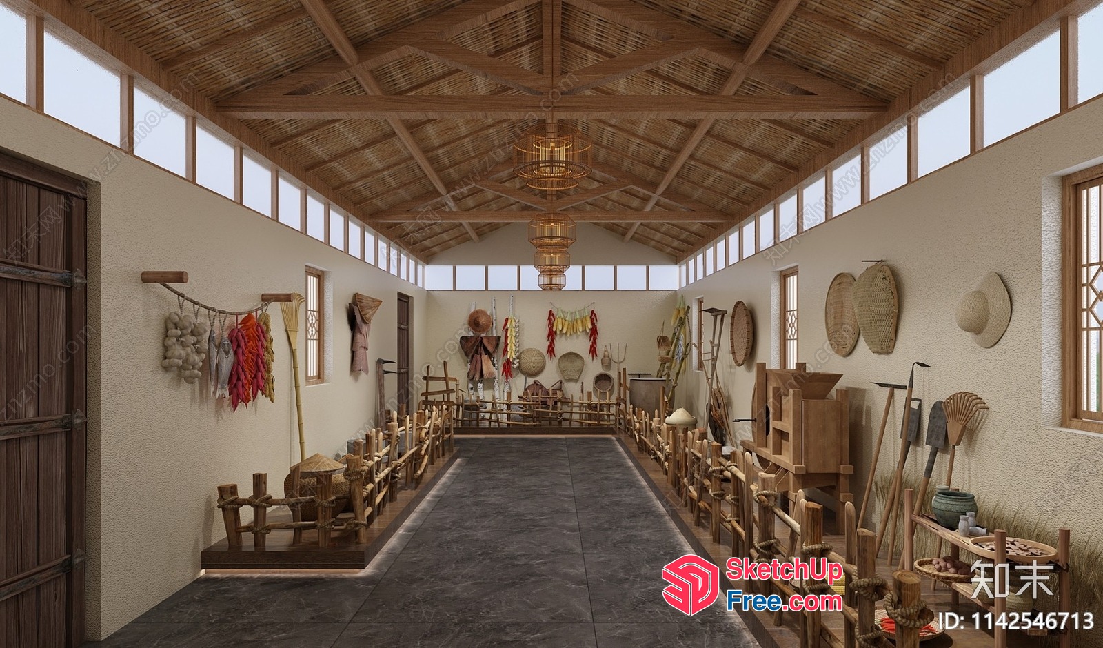 Traditional Asian Decorated Room Interior 3D SketchUp File