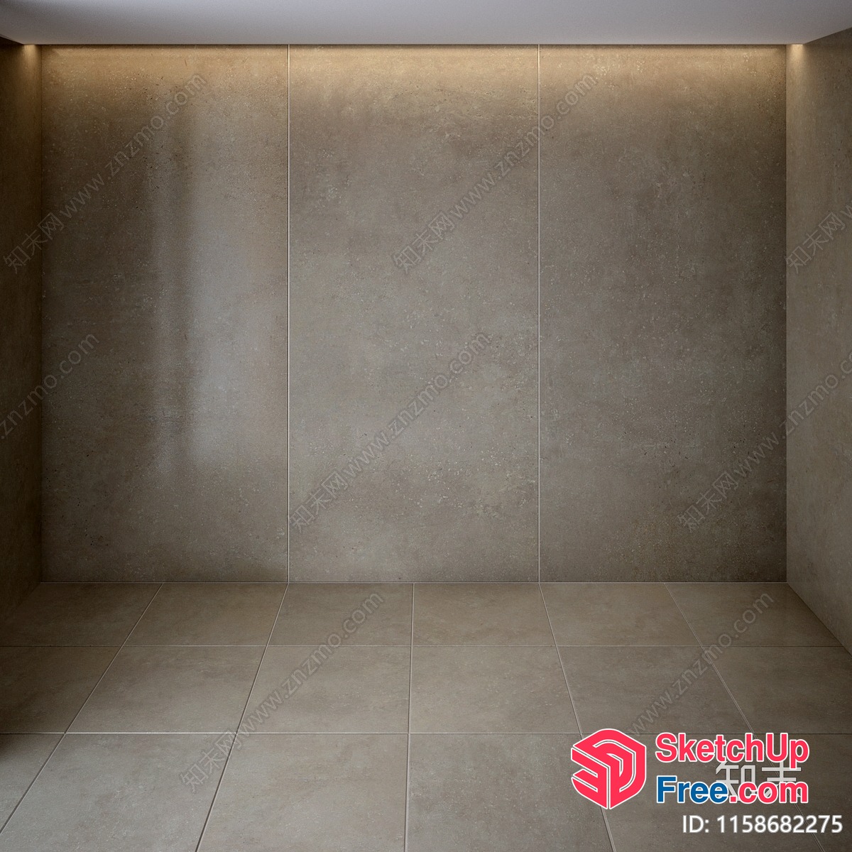 Empty Room With Tile Floor And Backlit Wall 3D SketchUp File