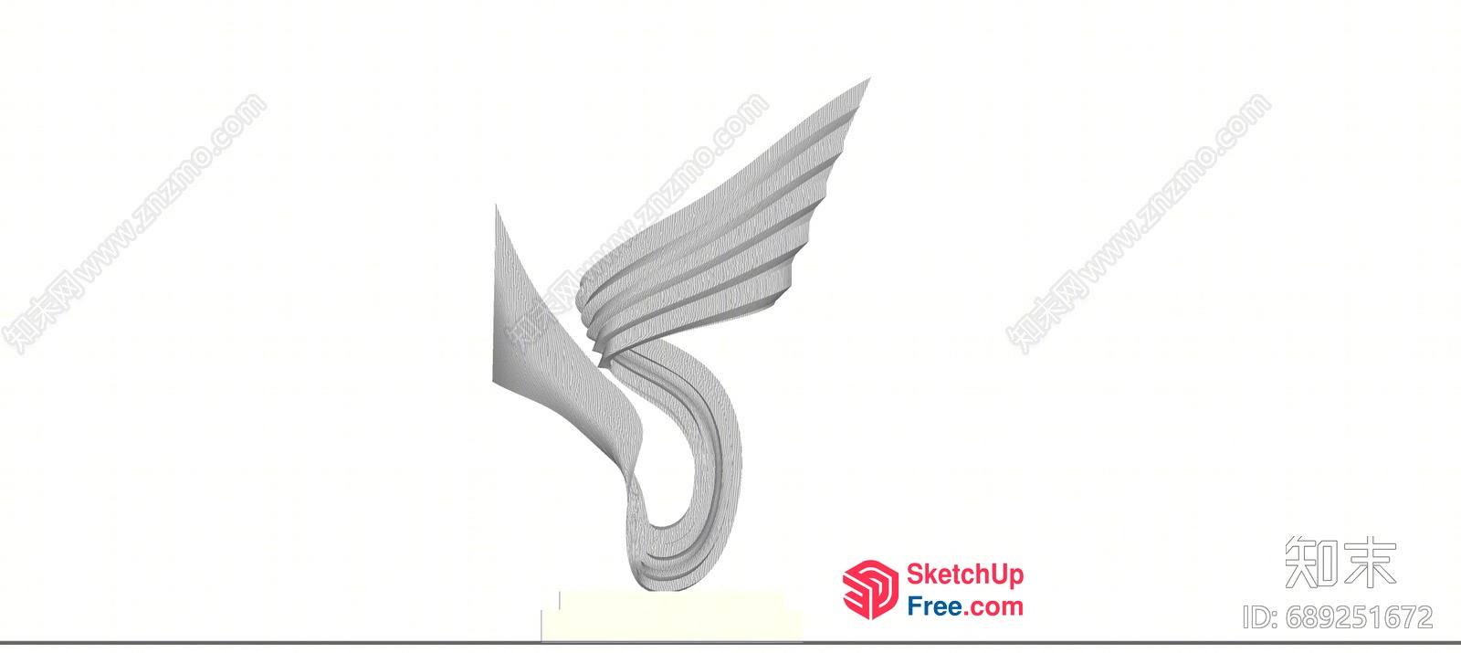 Carved Winged Design For Classic Moulding 3D SketchUp File