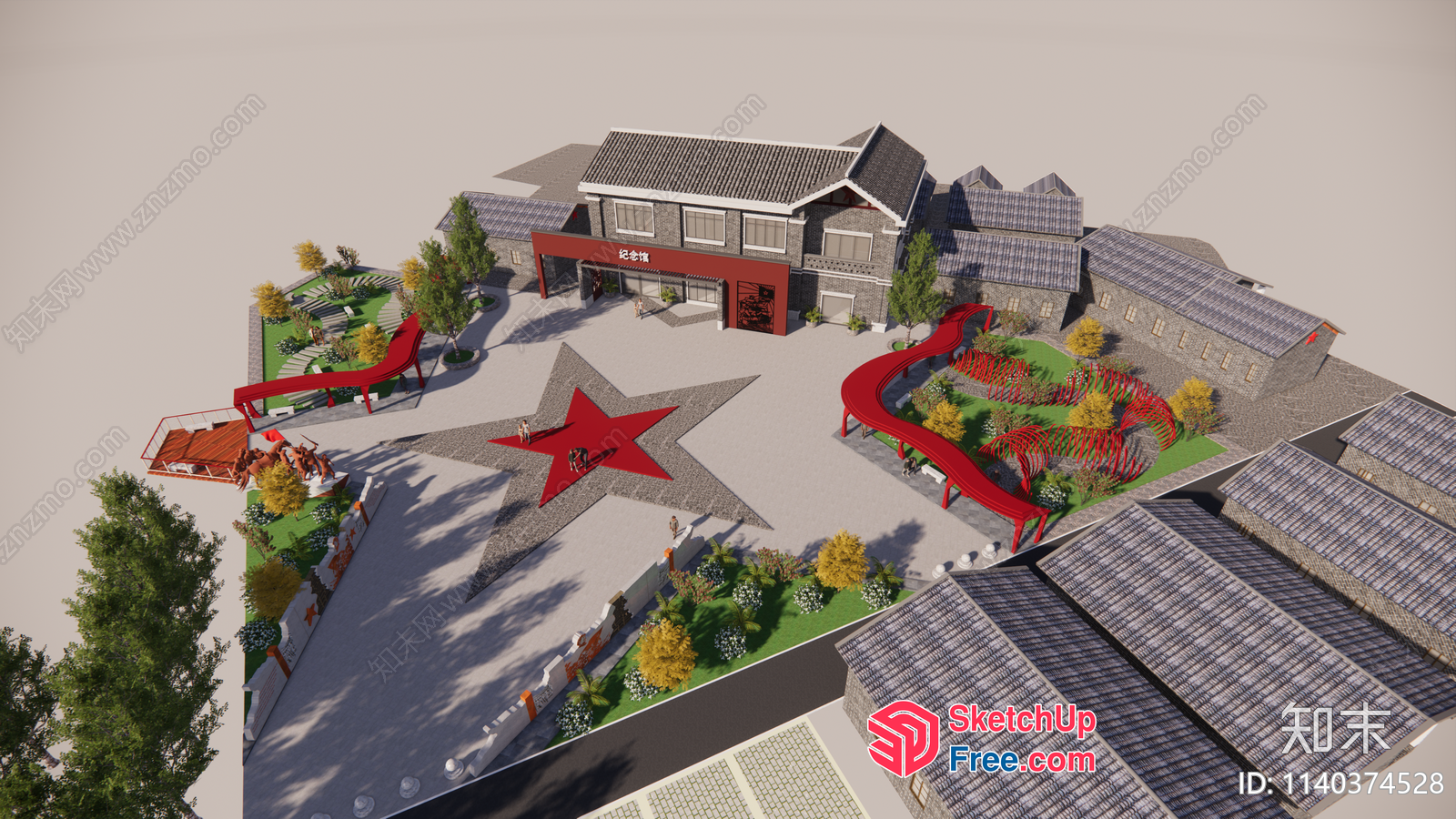 3D Rendering Of A Commercial Street With A Modern And Elegant Style 3D SketchUp File