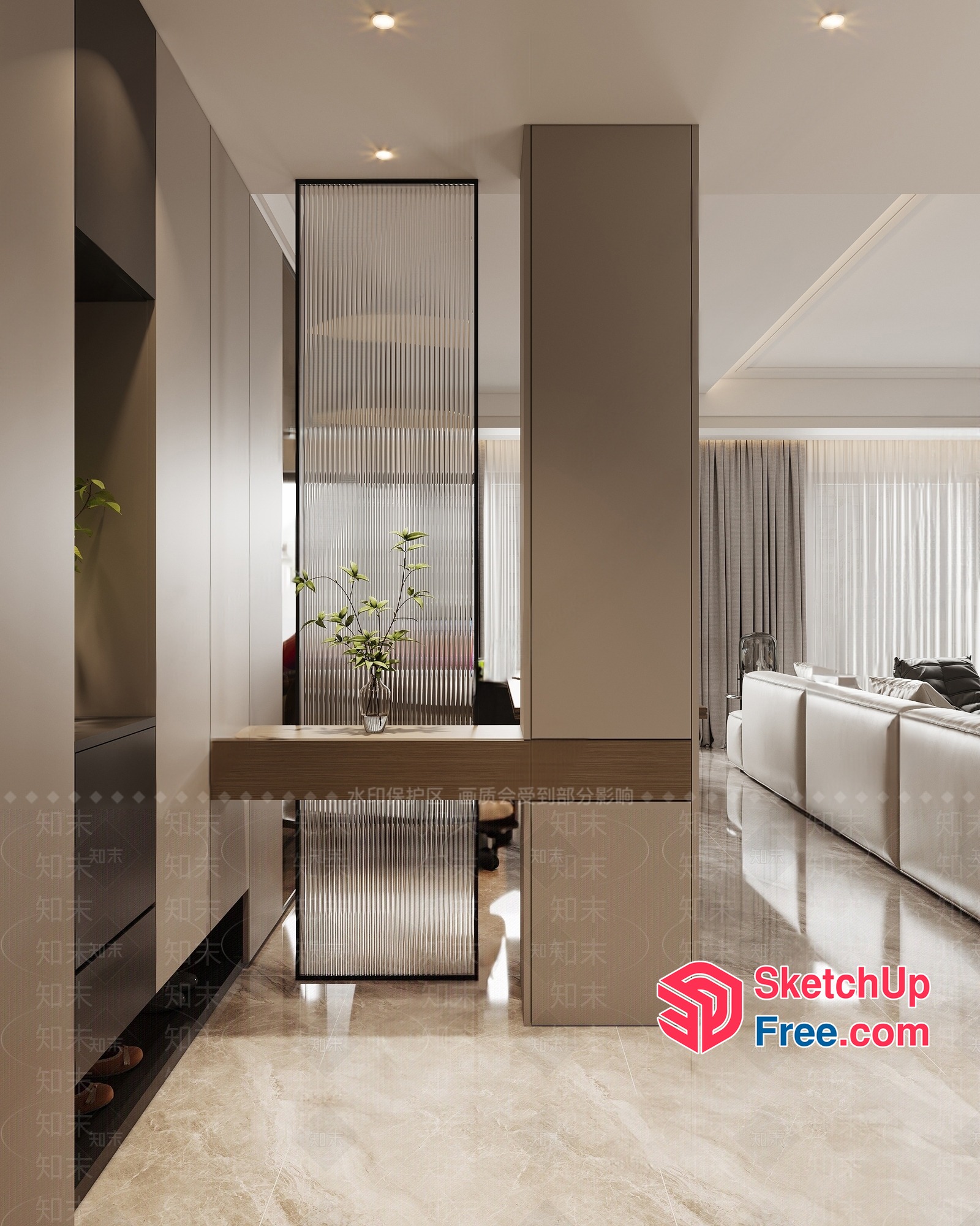 Modern Minimalist Living Room With Elegant Furniture And Decor 3D SketchUp File