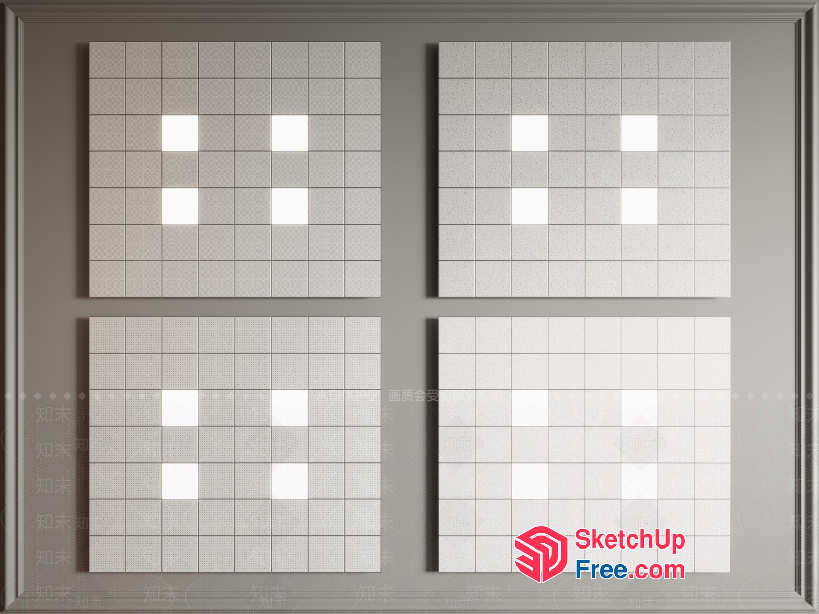 Modern White Square Tiles On Gray Wall 3D SketchUp File