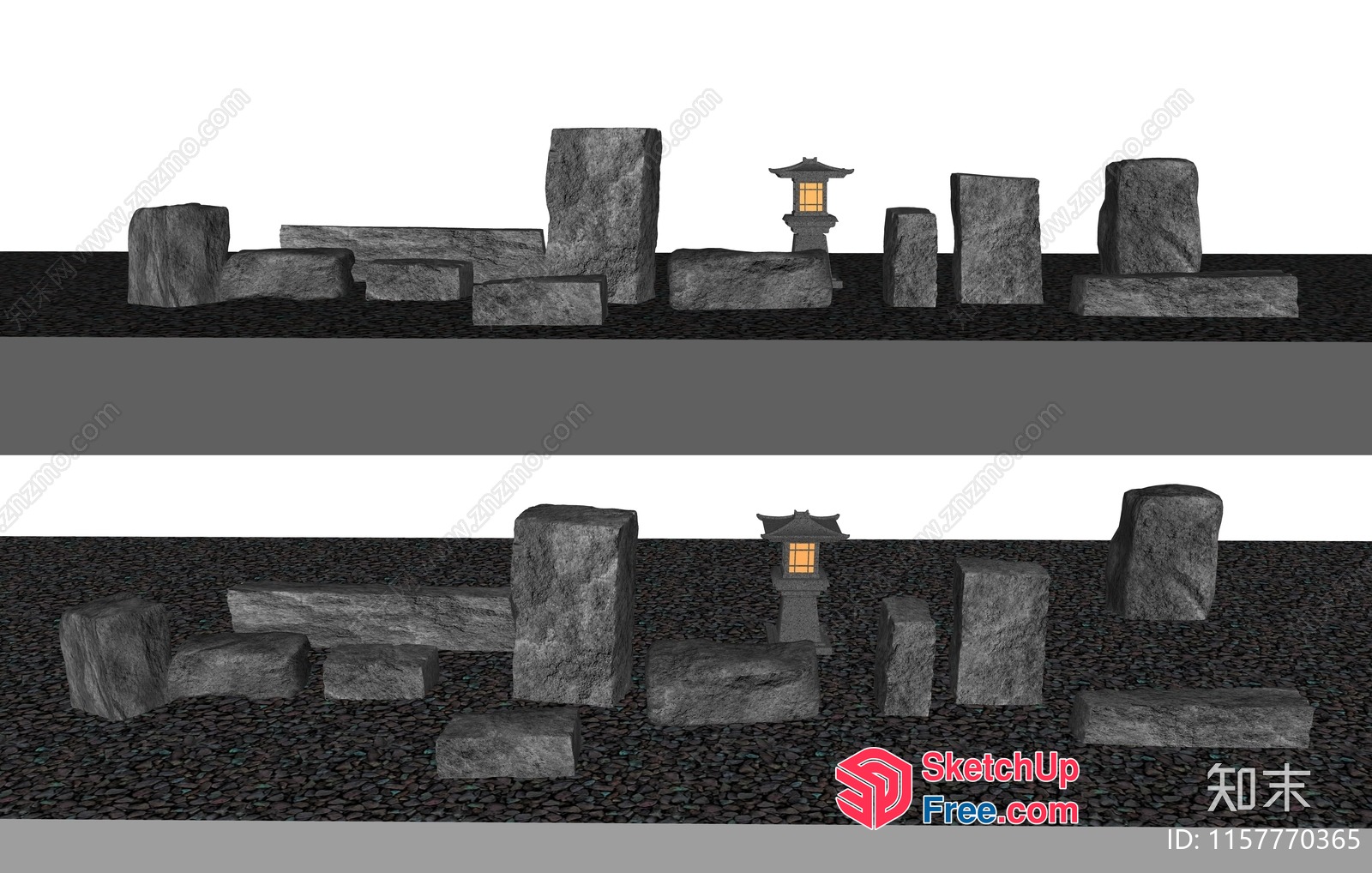 Japanese-Inspired Stone Arrangement 3D SketchUp File