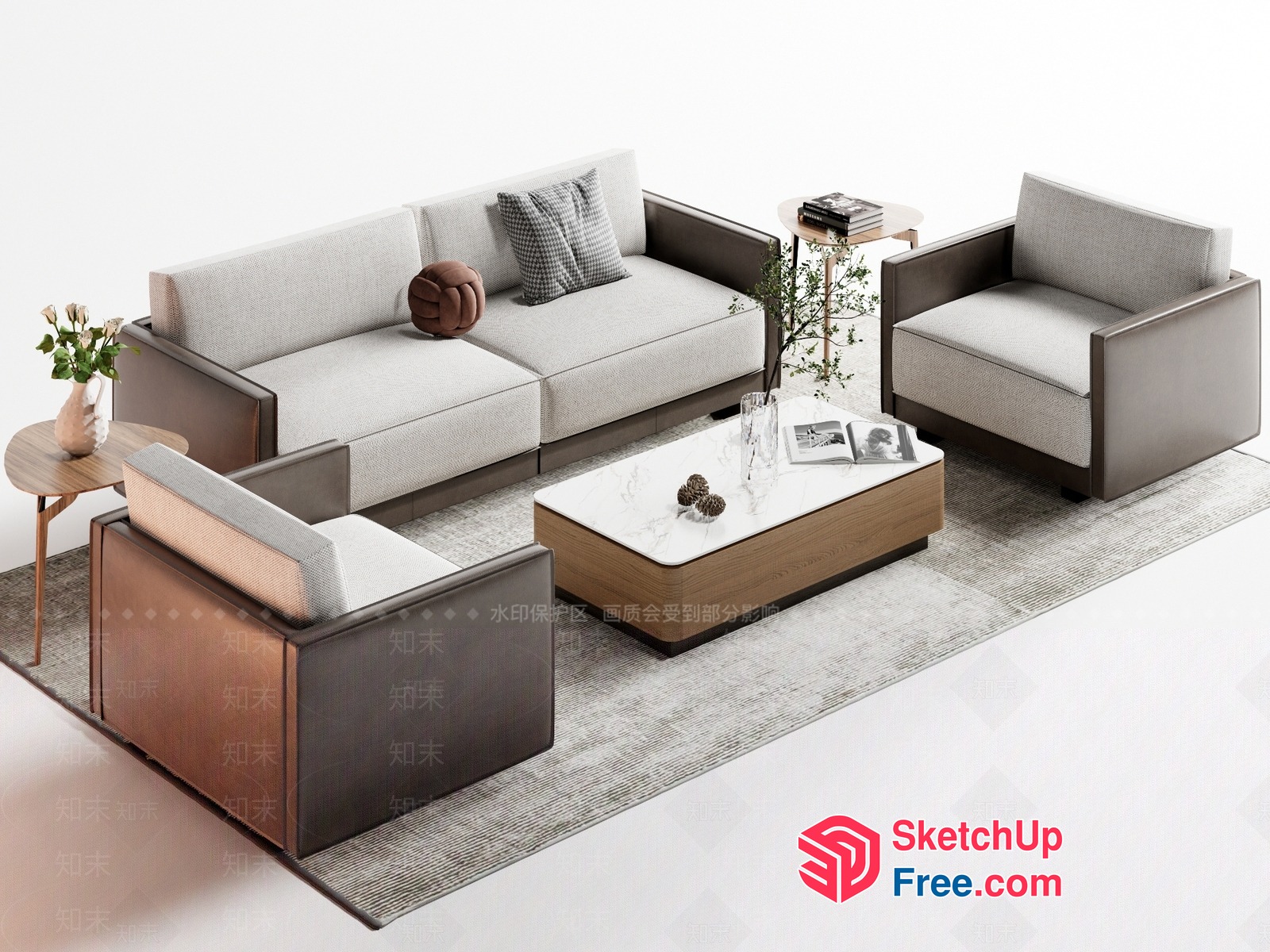 Modern Minimalist Living Room With Neutral Tones 3D SketchUp File