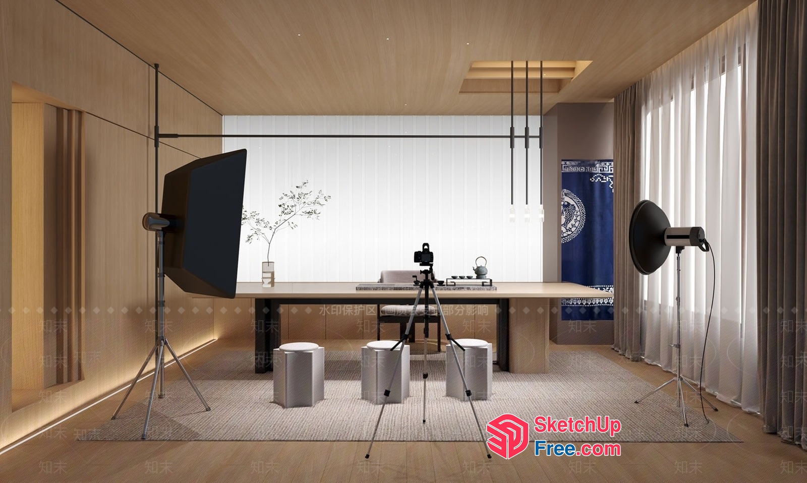 Modern Office Interior With Natural Light And Minimalist Decor 3D SketchUp File