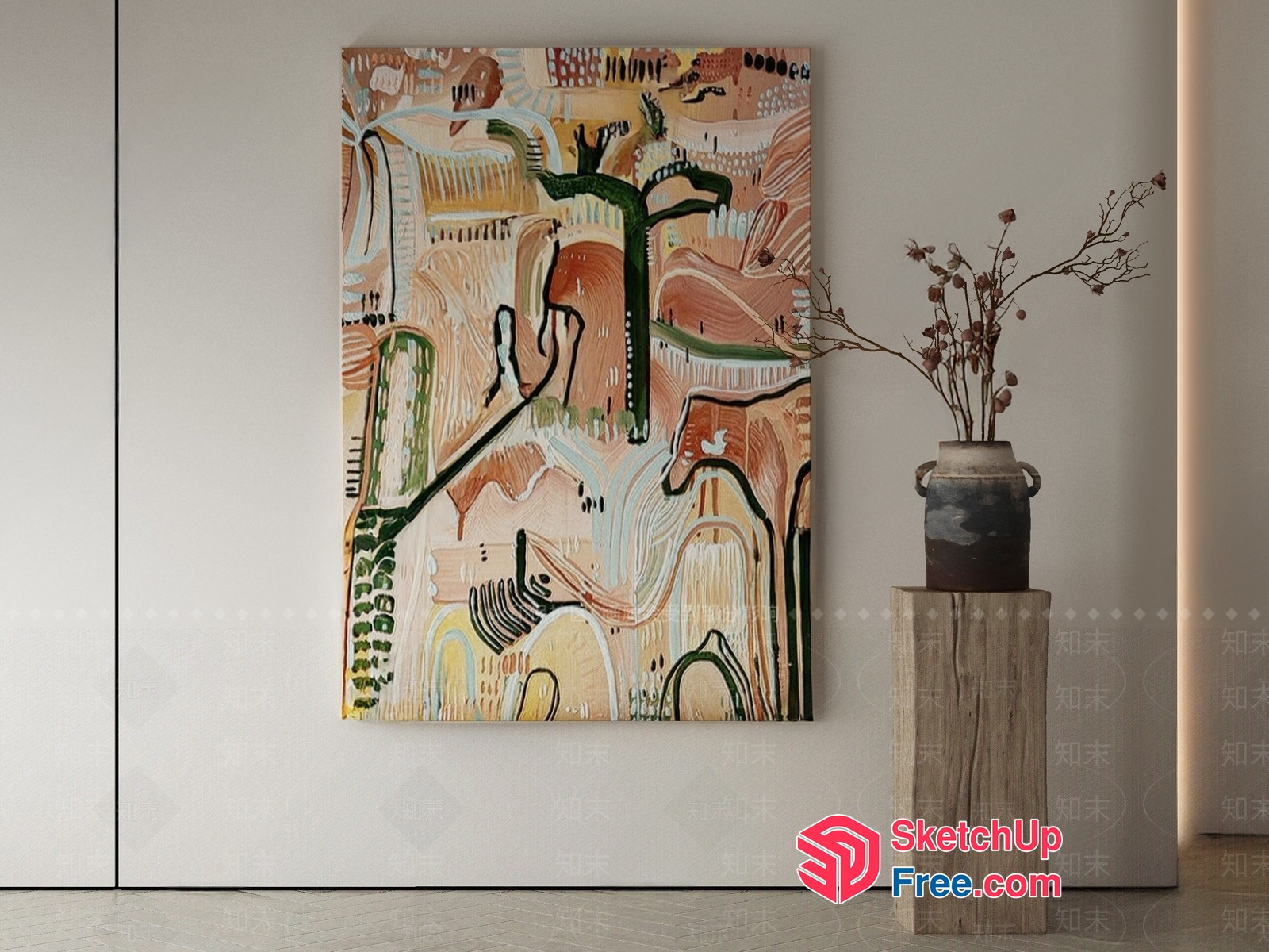 Abstract Art Piece With Earthy Tones And Natural Elements 3D SketchUp File
