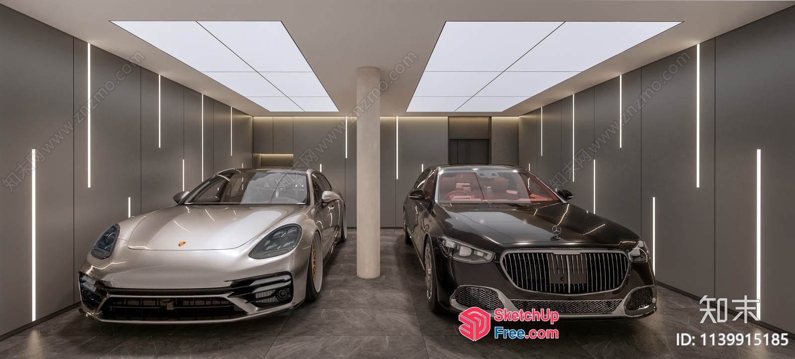 Modern Luxury Garage With Sleek Cars And Ambient Lighting 3D SketchUp File