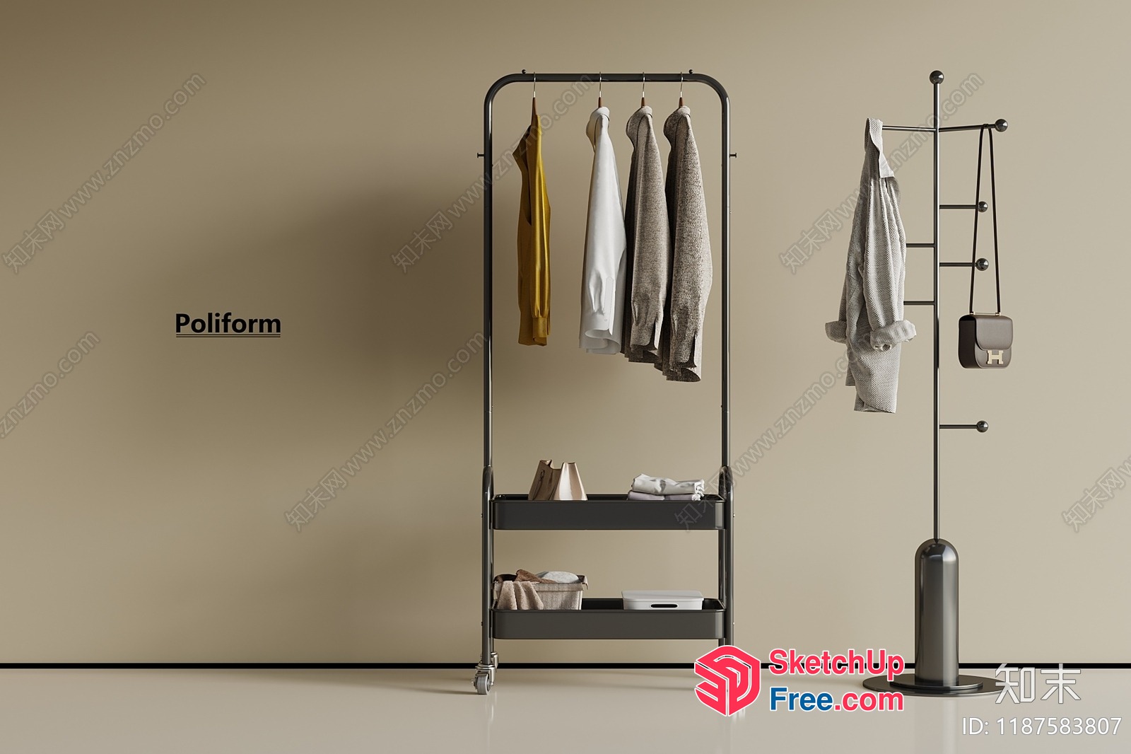 Minimalist Style Clothing Storage Rack 3D SketchUp File