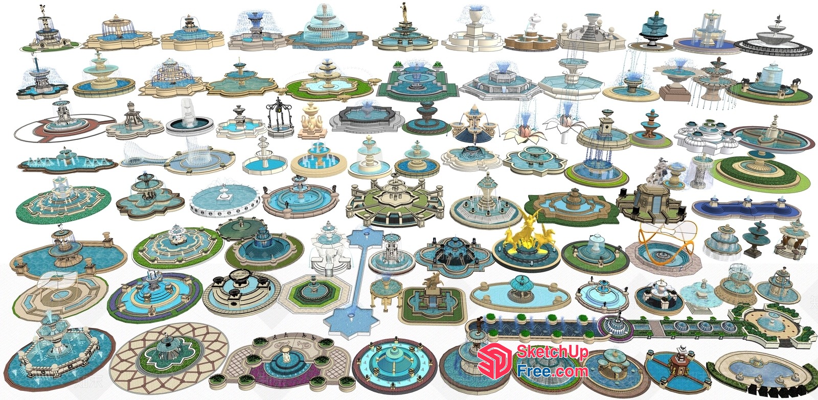 Collection Of Various Fountains 3D SketchUp File