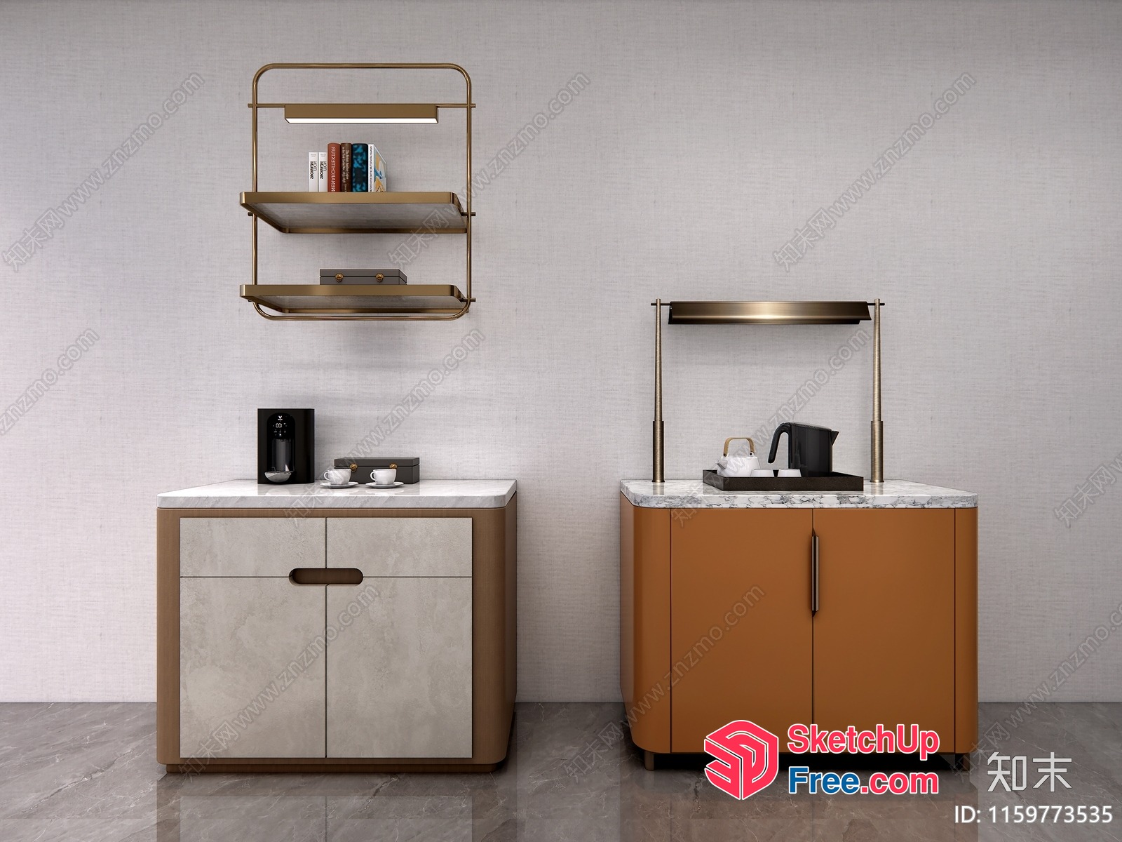 Modern Minimalist Coffee Station And Storage Unit 3D SketchUp File