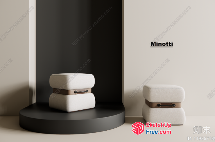 Minotti Sofa And Stool 3D SketchUp File