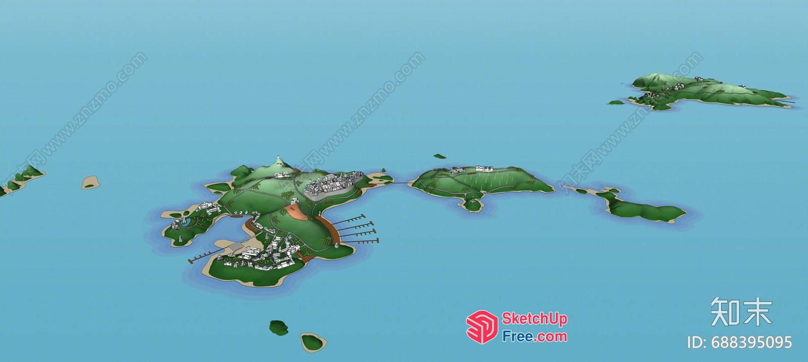 Aerial View Of A Small Island 3D SketchUp File