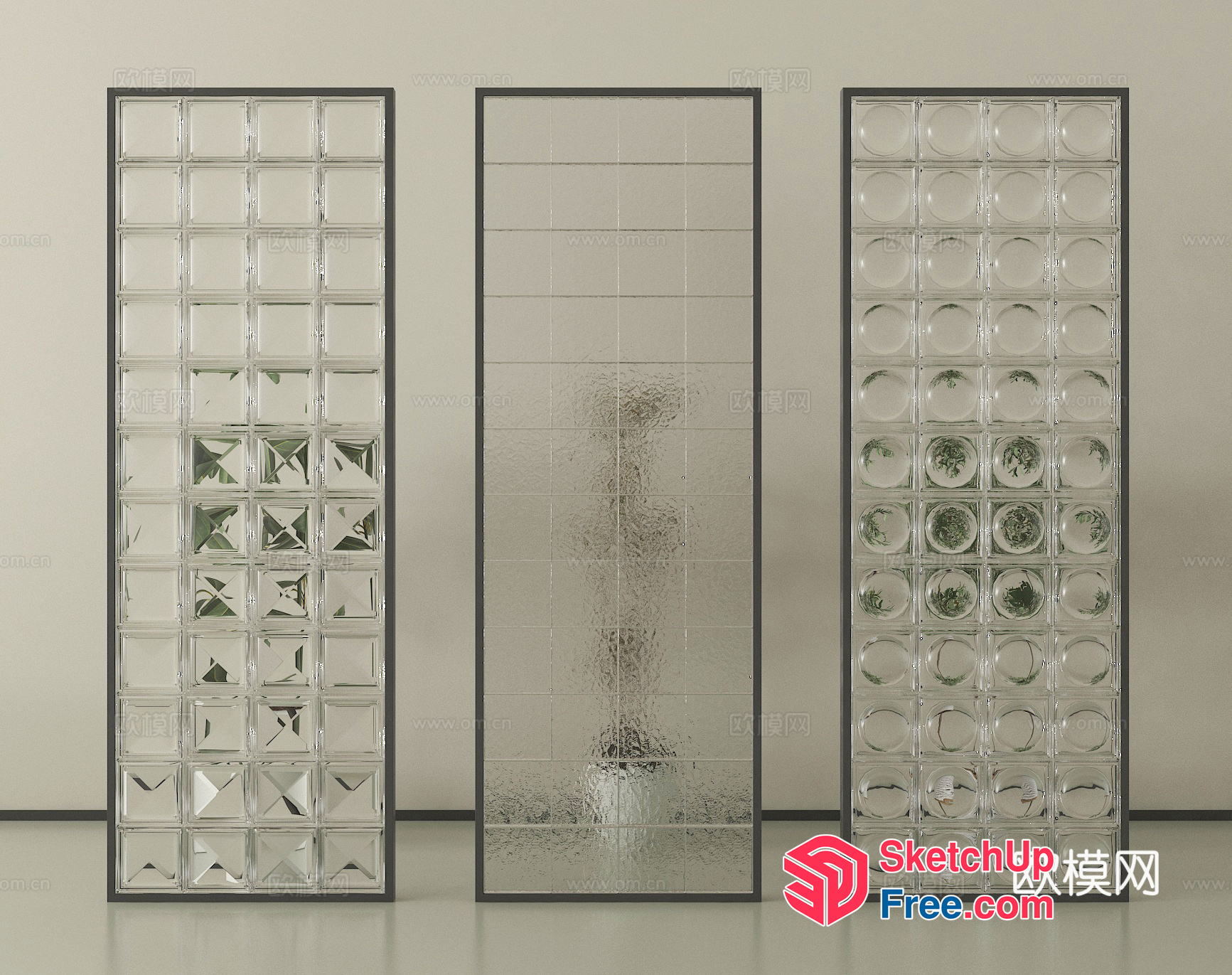 Glass Block Partition Wall 3D SketchUp File