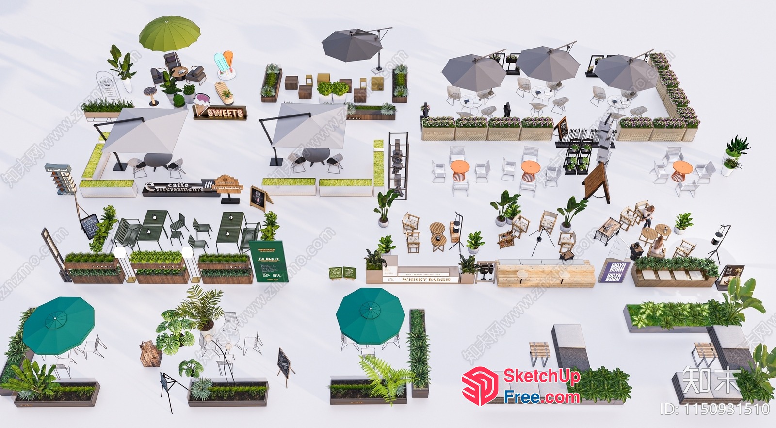 Outdoor Restaurant Furniture And Decor 3D SketchUp File