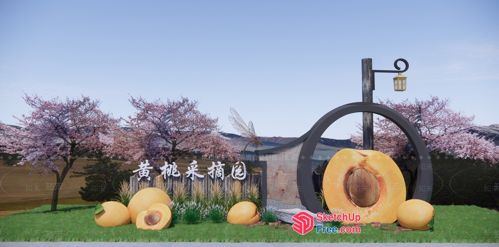 Vibrant Exterior Decor With Japanese Style And Floral Accents 3D SketchUp File