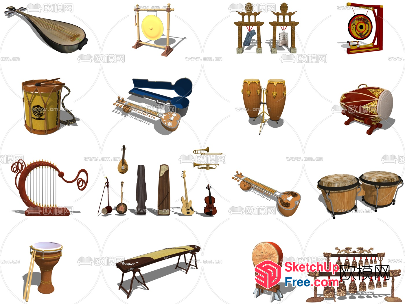 Asian Musical Instruments Collection 3D SketchUp File