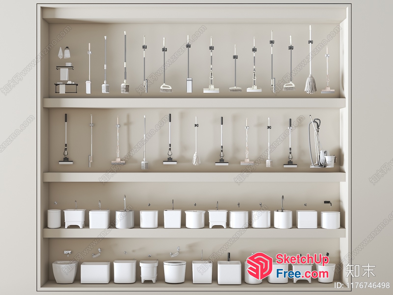 Modern White Bathroom Fixtures And Accessories 3D SketchUp File