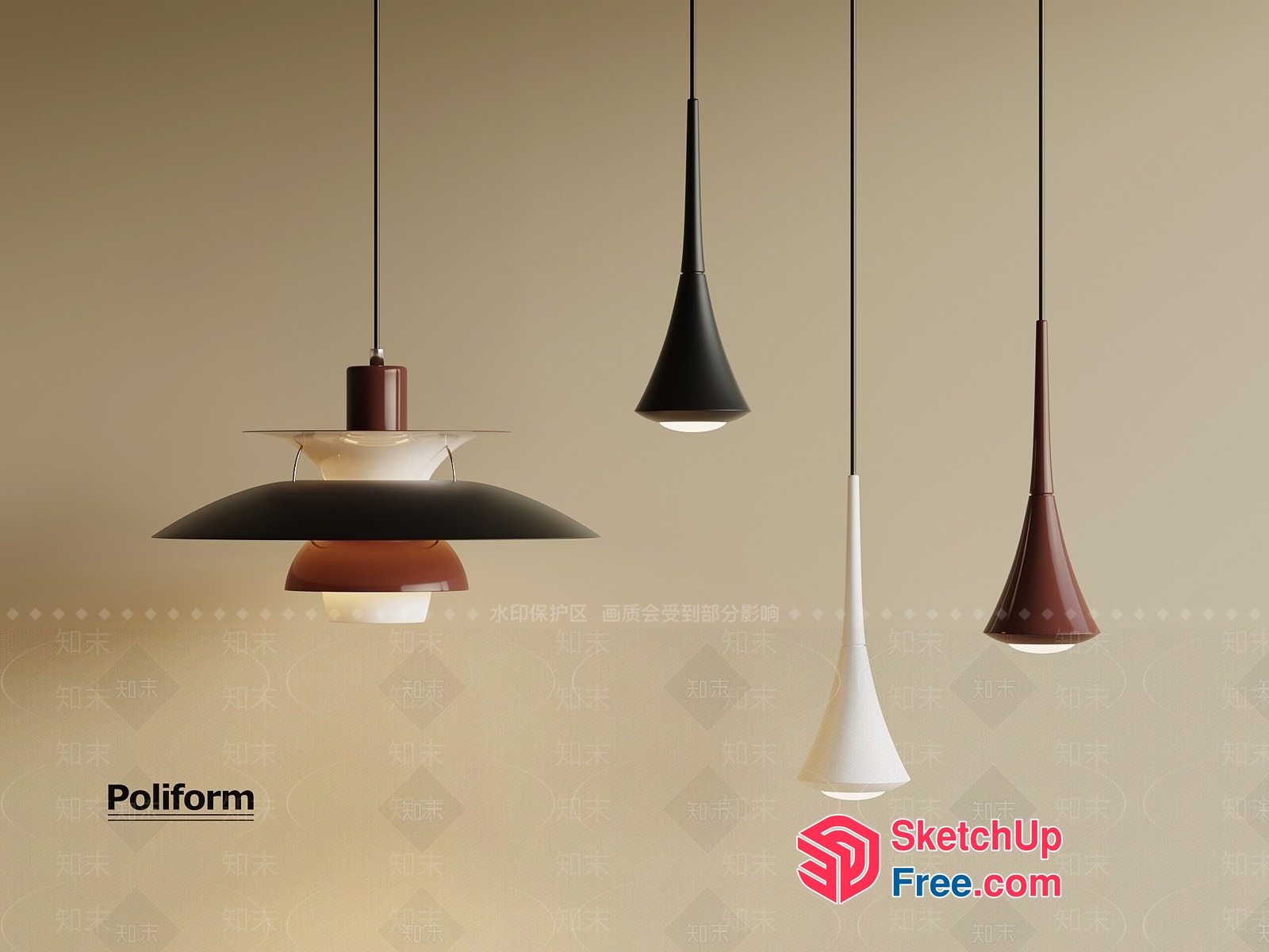 Poliform Pendant Lights Collection 3D SketchUp File