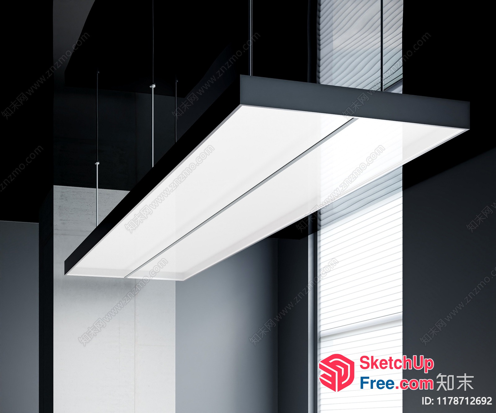 White And Black Modern Ceiling Light Fixture 3D SketchUp File